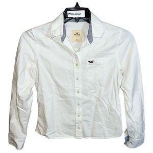 Hollister Shirt Women’s Size M White Button Front Long Sleeve